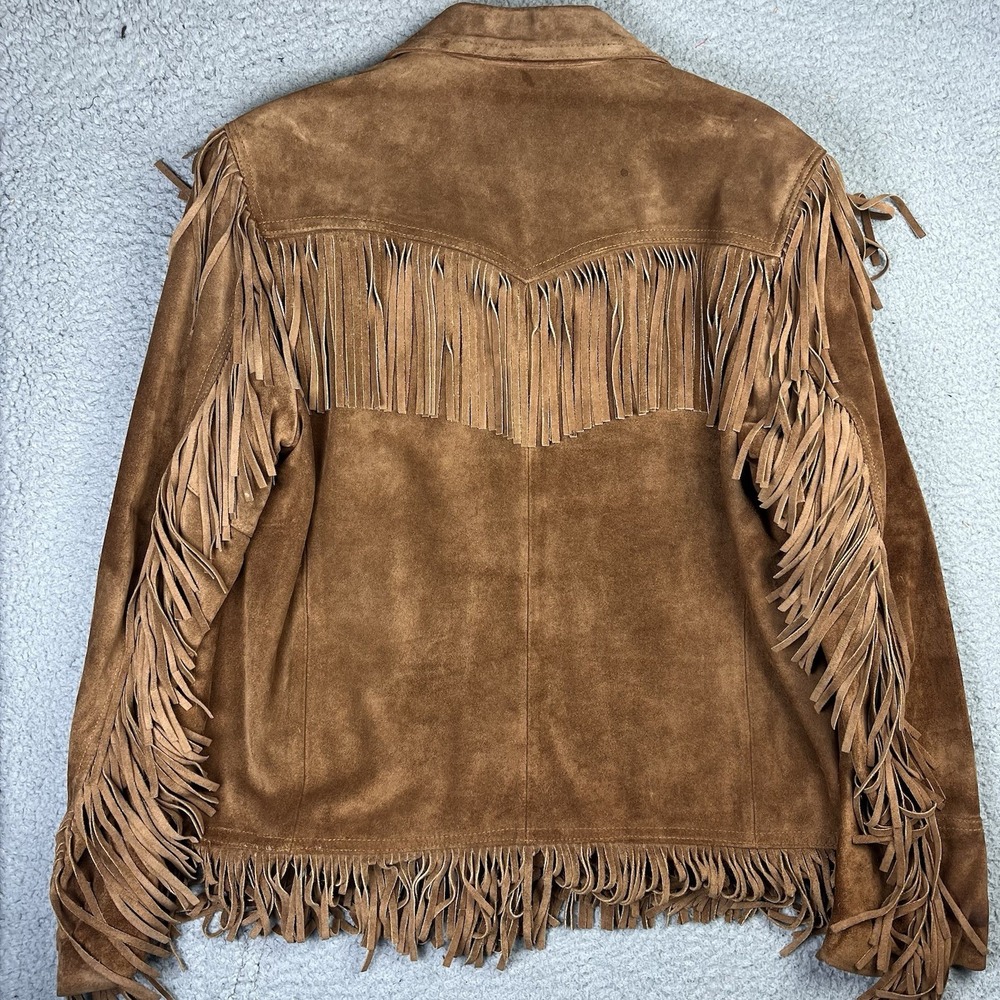 VTG Berman's Buckskin Suede Leather Fringe Jacket Western Boho Cowboy Mens 42 - Picture 9 of 13